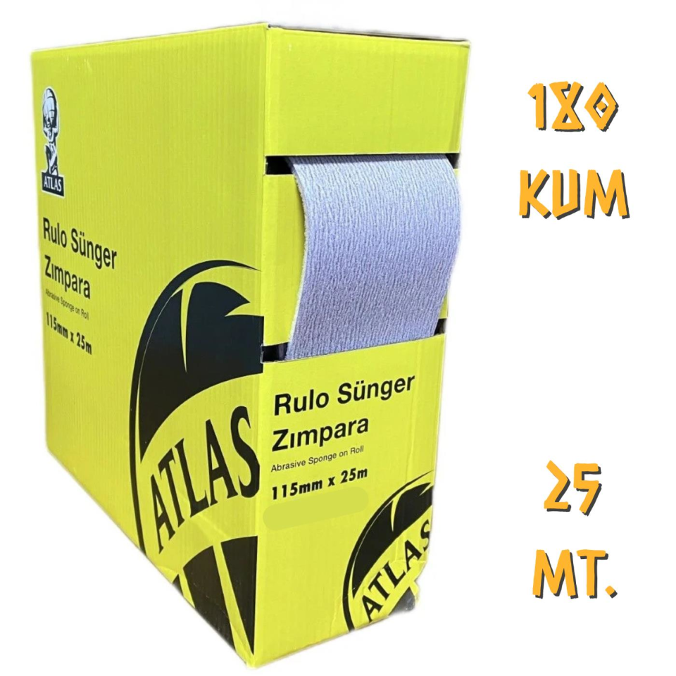 Atlas Rulo Soft Sünger Zımpara 115 mm. - 25 mt. - 180 Kum