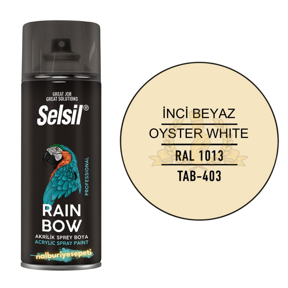 Selsil Rainbow Akrilik Sprey Boya İNCİ BEYAZ 400 ml. - RAL1013