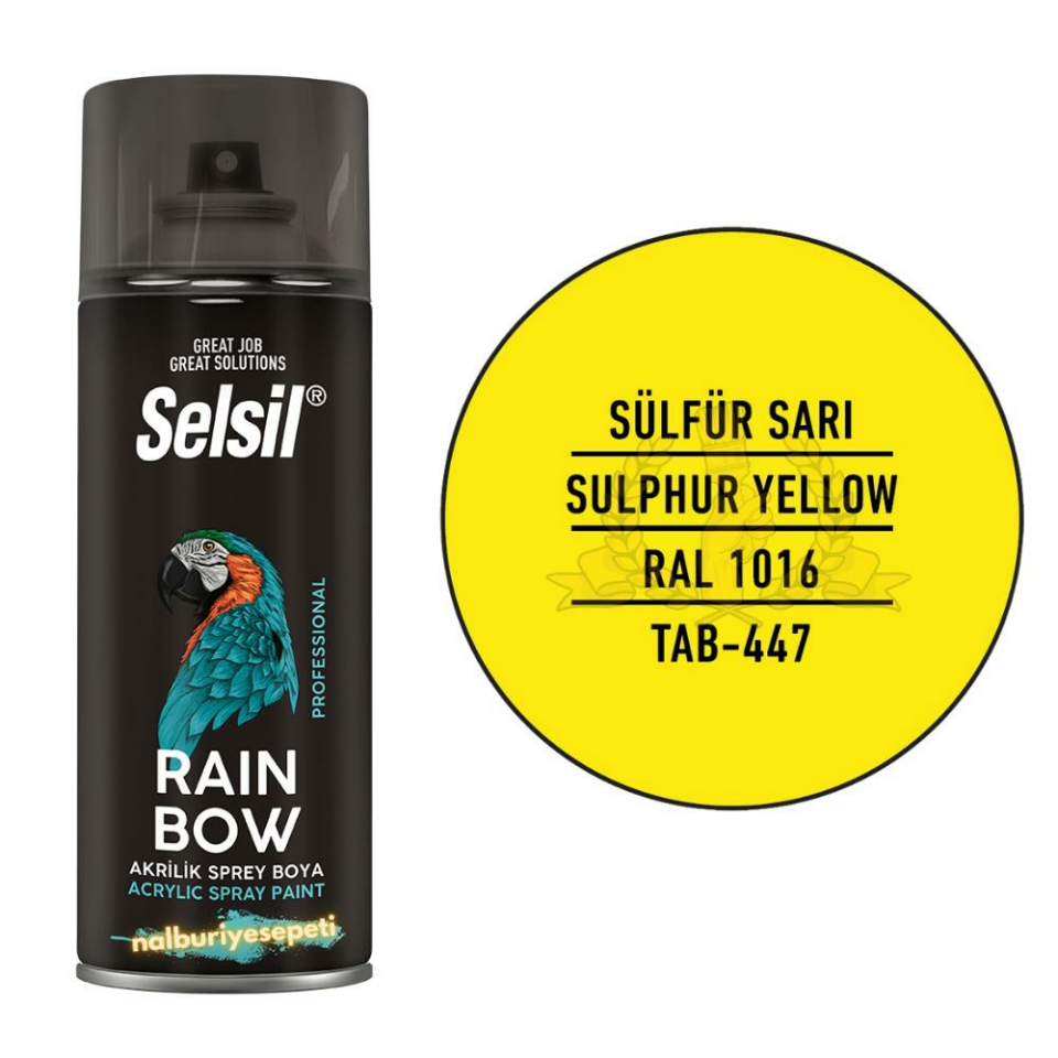 Selsil Rainbow Akrilik Sprey Boya SÜLFÜR SARISI 400 ml. - RAL1016