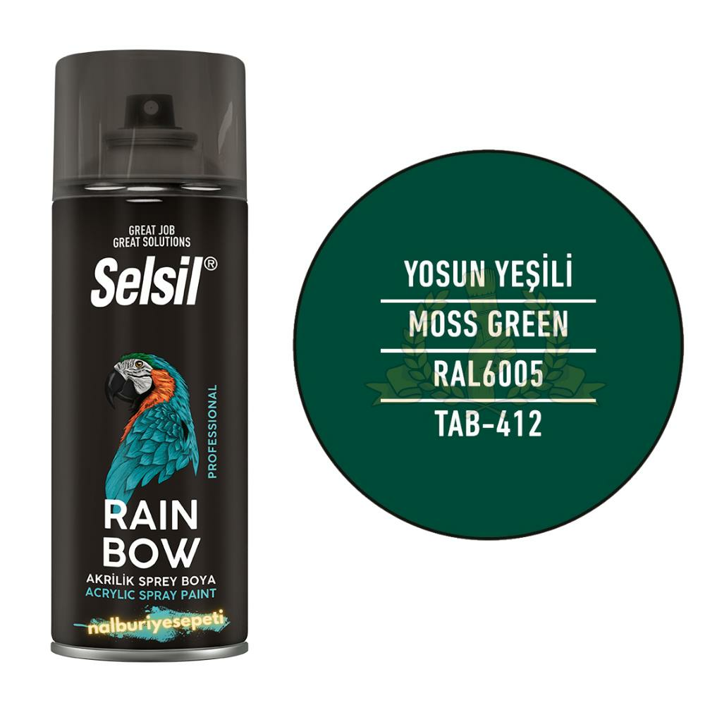 Selsil Rainbow Akrilik Sprey Boya YOSUN YEŞİL 400 ml. - RAL6005