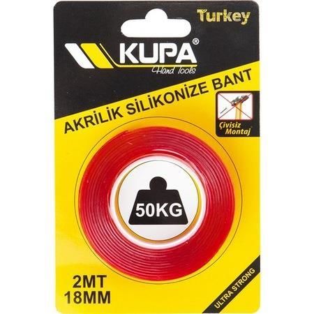 Kupa Çift Taraflı Akrilik Silikonize Bant - 18 mm. X 2 mt. - 1 Adet