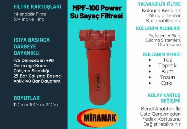 Miramak MPF-100 Power Su Filtresi 1''inç