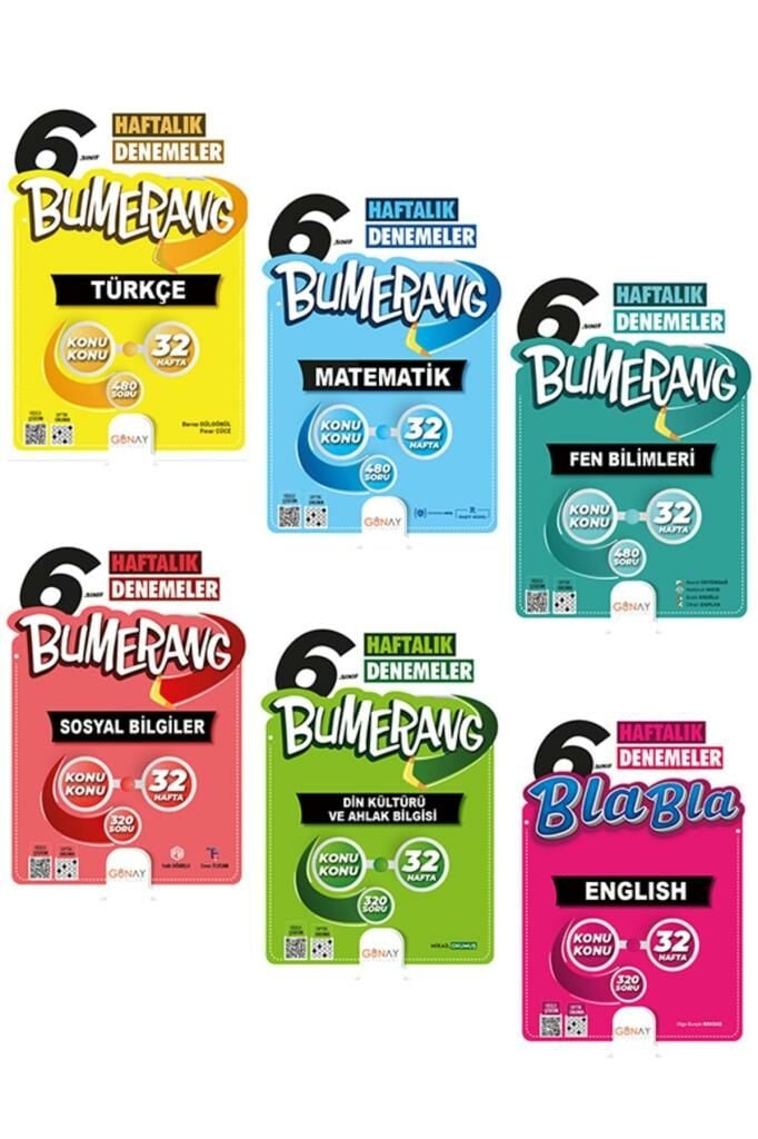6. Sınıf Bumerang Türkçe,matematik,fen,sosyal,din,ingilizce Deneme Seti 2023