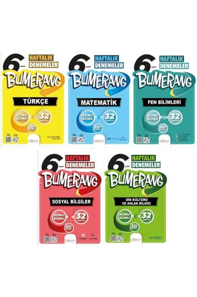 Günay Yayınları 6.sınıf Bumerang 32 Haftalık Deneme Set