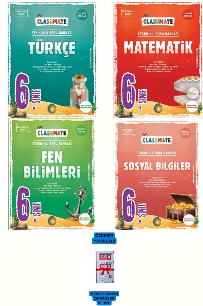 2025 YENİ Dönem 6.Sınıf Matematik-Türkçe-Fen-Sosyal Classmate Soru Bankası Seti-Deneme Hediyeli