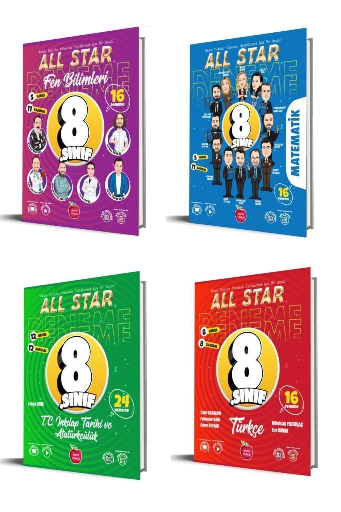 8.Sınıf All Star Fen Bilimleri, Matematik, İnkılap Tarihi ve Türkçe Branş Denemeleri (4 Kitap)