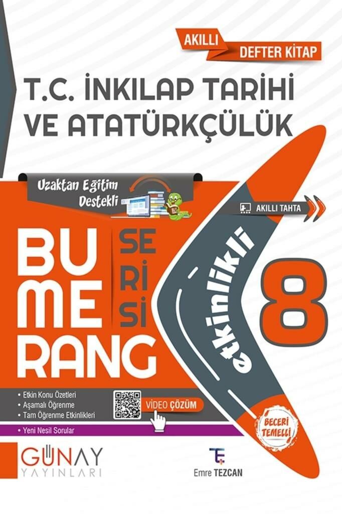 8. Sınıf Inkılap Tarihi Bumerang Etkinlikli Defter Emre Tezcan