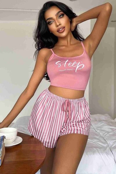 Merry See Askılı Sleep Basklı Sortlu Pijama Takımı Çok Renkli