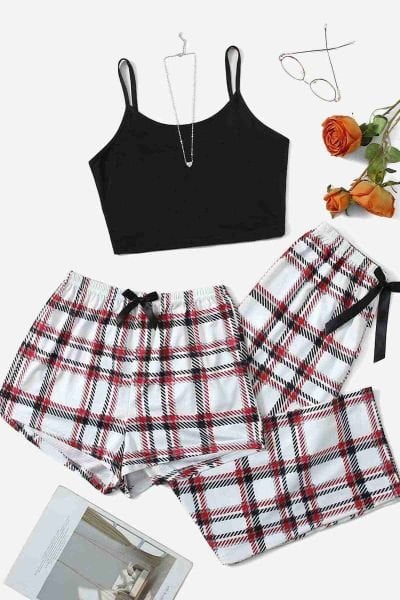 Merry See Baskılı Ultrasoft Askılı 3'lü Paket Sortlu Pijama Takımı Çok Renkli