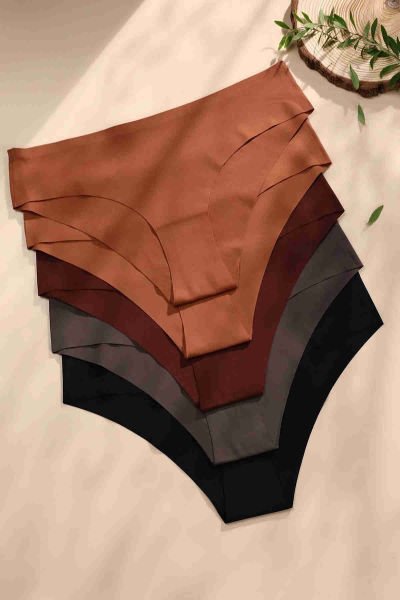 Merry See 5 li Set İz Yapmaz Likralı Dikişsiz Lazer Kesim Bikini Slip Külot Çok Renkli