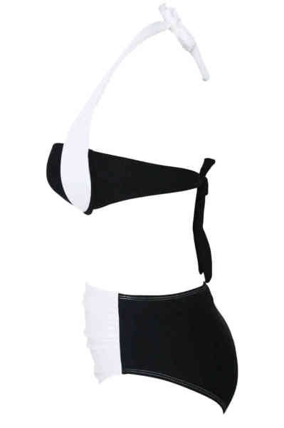 Angelsin Kaplı Siyah Beyaz Şık Tasarımlı Bikini