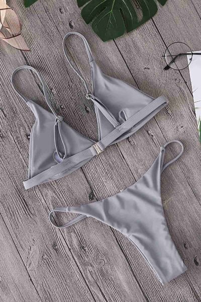 Angelsin Üçgen Bikini Üstü Gri