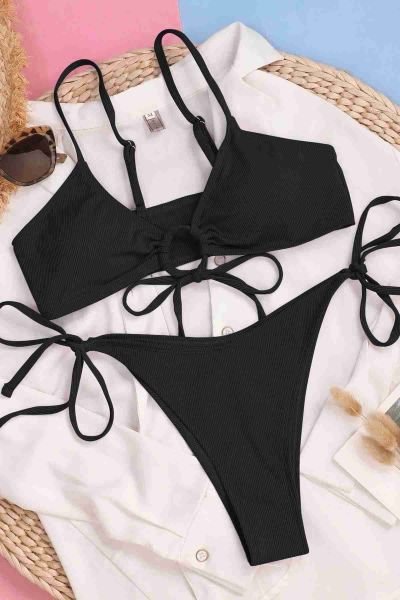 Angelsin Bağlamalı Şık Bikini Takım Siyah