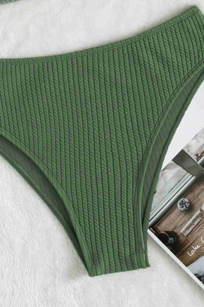 Angelsin Özel Fitilli Kumaş Yüksek Bel Bikini Altı Yeşil