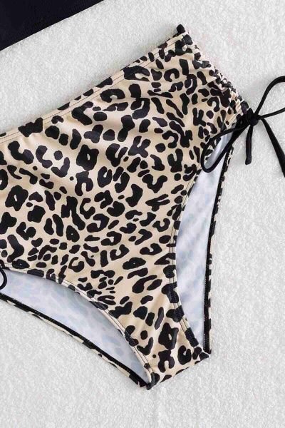 Angelsin Leopar Yanlardan Büzgü Ayarlama Detaylı Bikini Takım Çok Renkli