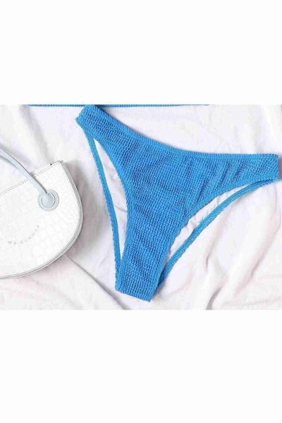 Angelsin Özel Fitilli Kumaş Bikini Altı Mavi