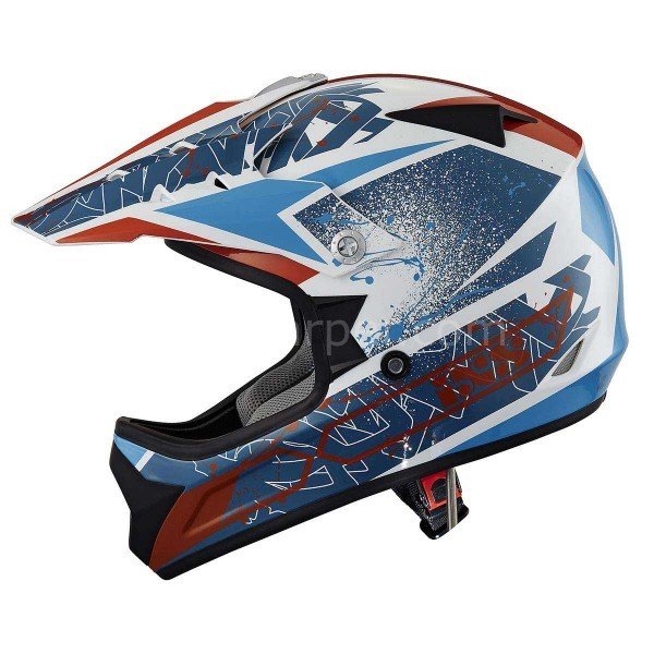 MOTOCROSS HELMET 278 KID 2.0 WHITE-BLEU-ORANGE