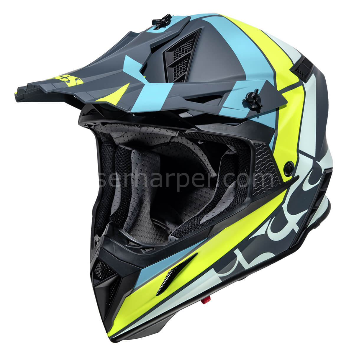 MOTOCROSS HELMET IXS189 2.0 BLUE- LIME MATT