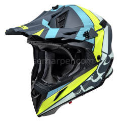 MOTOCROSS HELMET IXS189 2.0 BLUE- LIME MATT