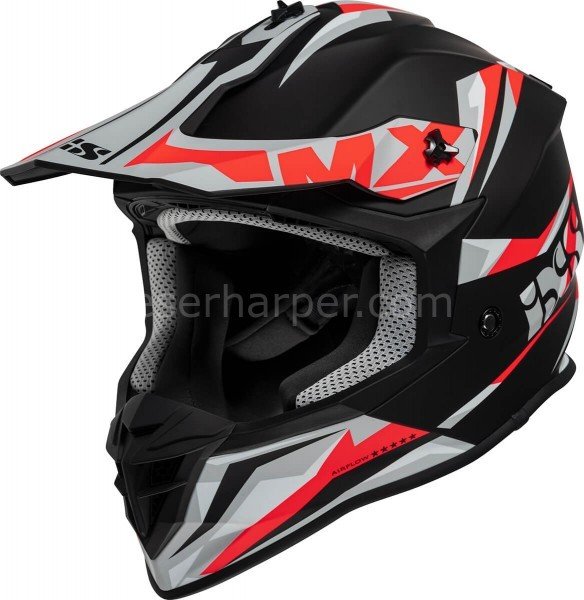 MOTOCROSS HELMET IXS362 2.0 BLACK MATT-RED