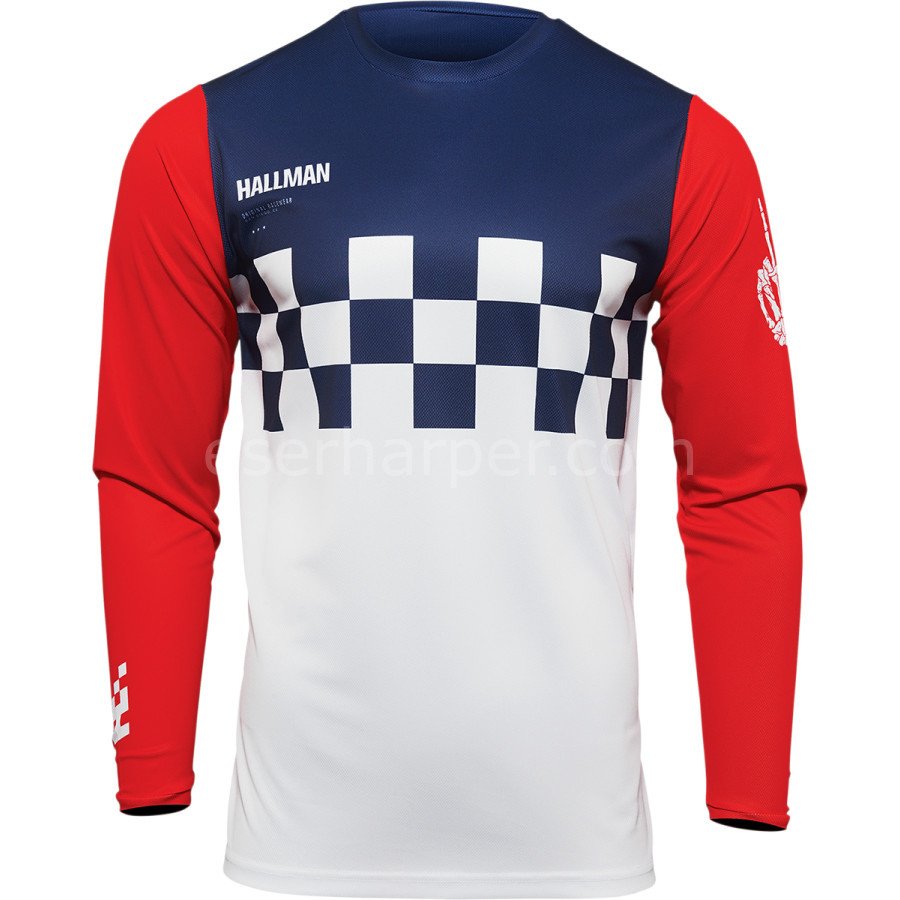 HALLMAN DIFFER CHEQ WHITE/RED/BLUE JERSEY