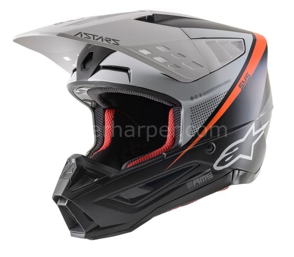 Supertech M5 Rayon MX Helmet Fluorescent Orange, Black, White, Matte