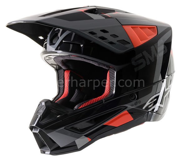Supertech M5 Rover MX Helmet Gray, Red, Gloss