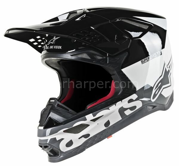 Supertech M8 Radium MX Helmet Gloss, White, Gray, Black