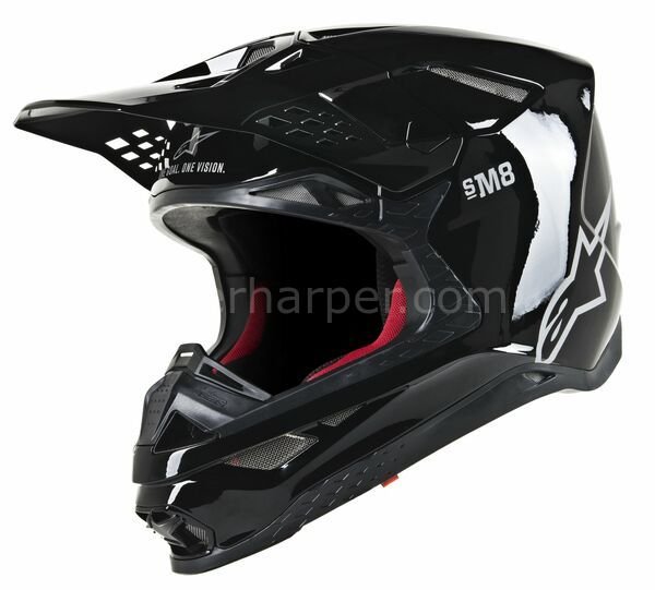 Supertech M8 Solid MX Helmet Black, White, Gloss