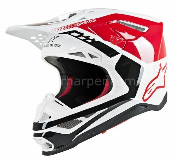 Supertech M8 Triple MX Helmet Gloss, White, Red, Black