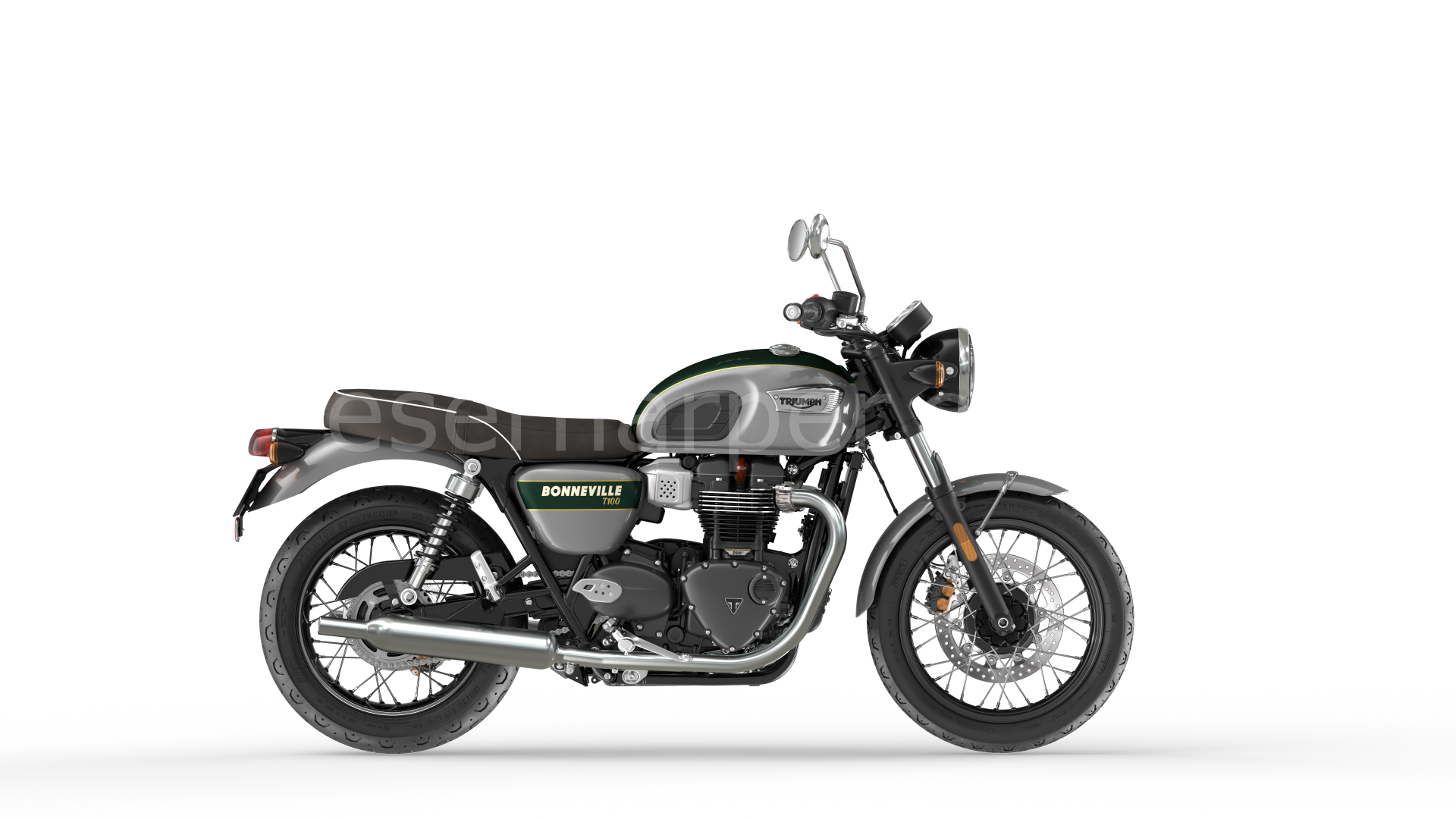 BONNEVILLE T100 GOLD LINE SILVER ICE / COMPETITION GREEN