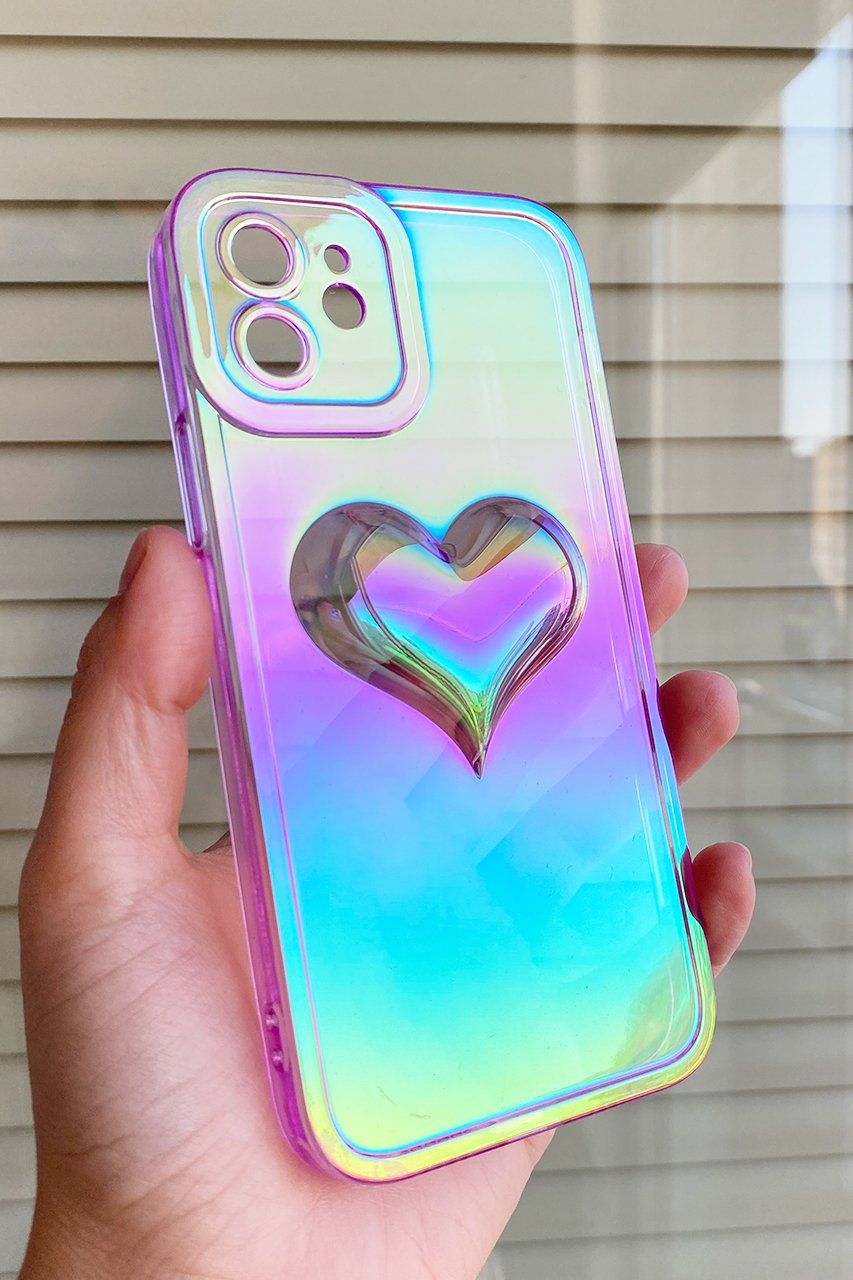 Hologram Kalp Mor Iphone Kılıf Iphone 11 Pro