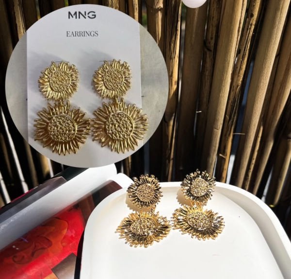 Zra Gold Çiçek Küpe