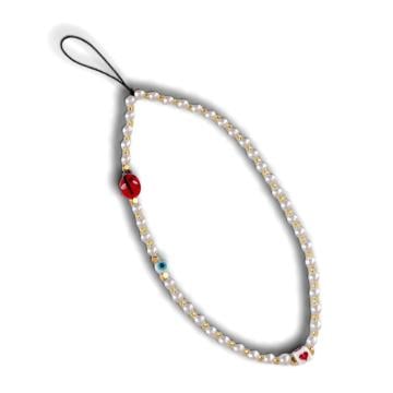 İnci & Cam Uğur Böceği Telefon Askısı - Phone Charm