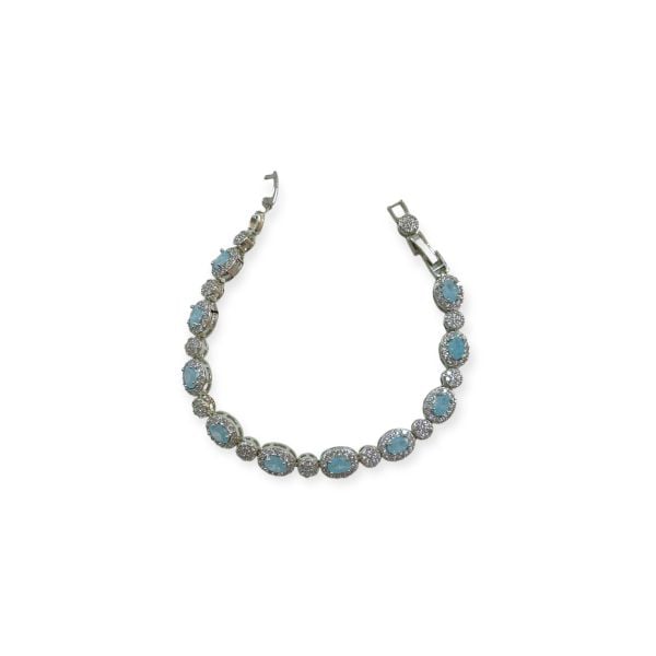 Diamonds Baby Blue Oval Bileklik