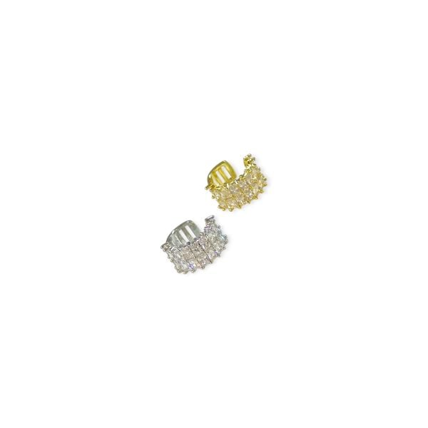 Çift Sıra Kare Taşlı Earcuff Kıkırdak Küpe