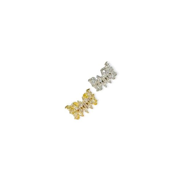 Çift Sıra Badem Taşlı Earcuff Kıkırdak Küpe
