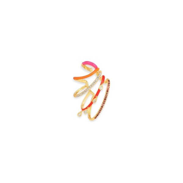 Lola Pembe Taşlı Earcuff Kıkırdak Küpe