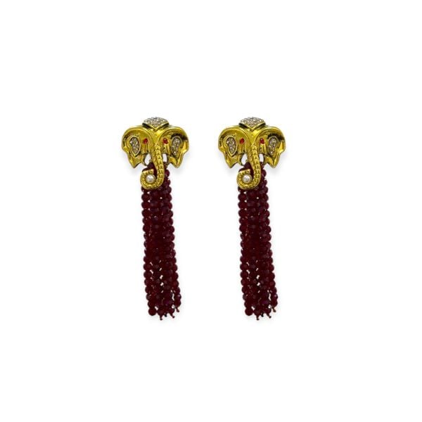 Bordo Kristal Fil Küpe