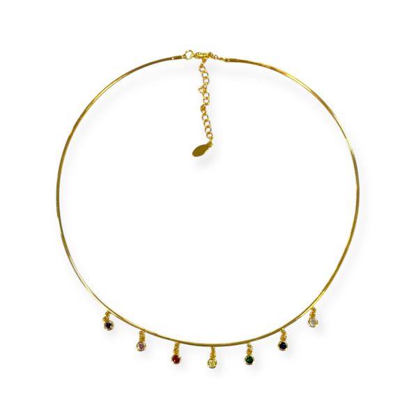 Renkli Taşlı Tasma Choker Kolye