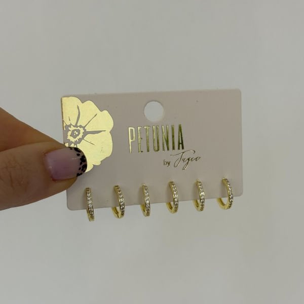Taşlı Gold Halka 6’lı Küpe Seti