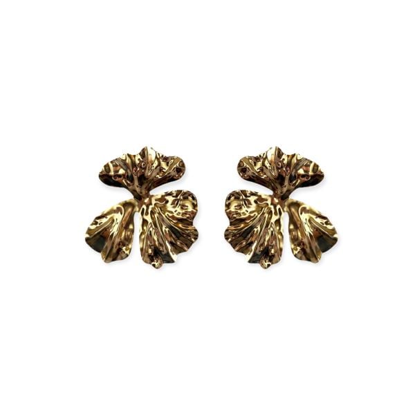 Maxi Gold Çiçek Küpe