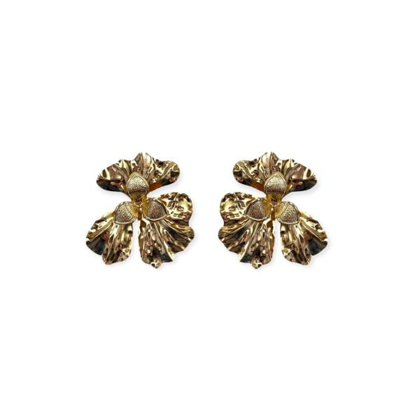 Maxi Gold Çiçek Küpe