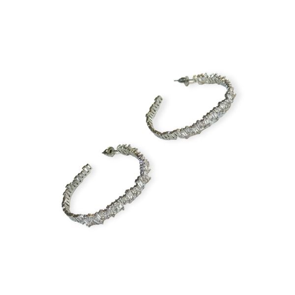 Diamonds Baget Taşlı Halka Küpe