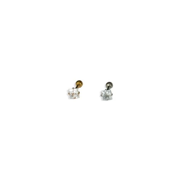 Kare Tek Taş Tragus Piercing