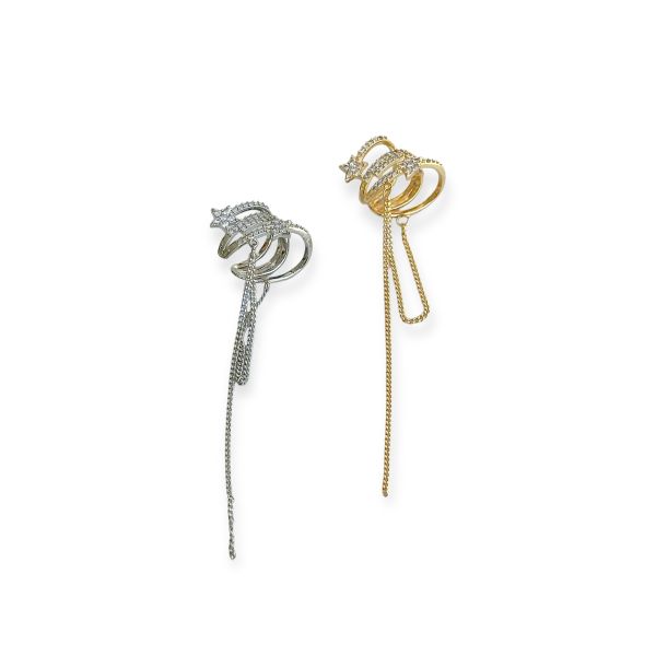 Stars Zincir Sallantılı Earcuff Kıkırdak Küpe