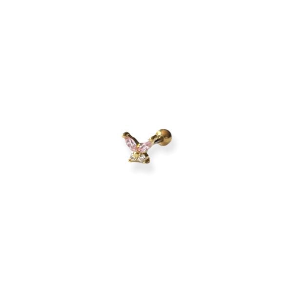 Pembe Gold Mini Kelebek Çelik Tragus Piercing