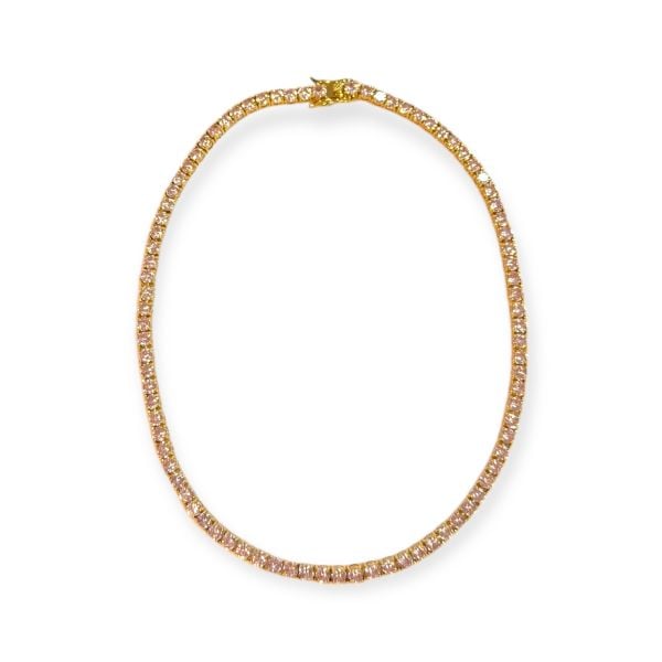 Pembe 5 mm Dönmeyen Su Yolu Gold Kolye