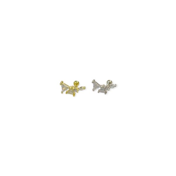 925 Ayar Gümüş Üçgen Taşlı Tragus Piercing