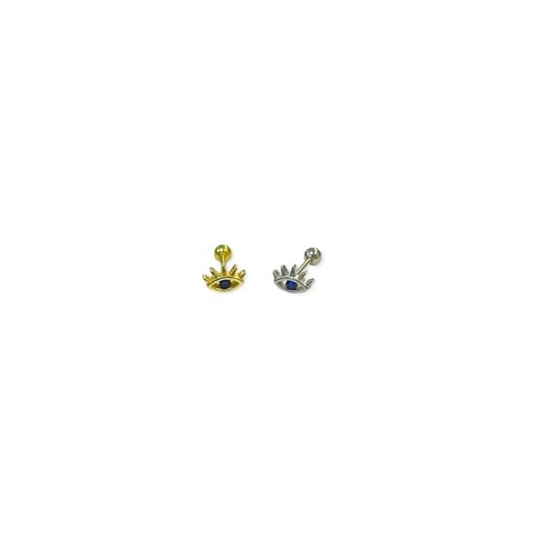 925 Ayar Gümüş Lacivert Kirpikli Göz Tragus Piercing